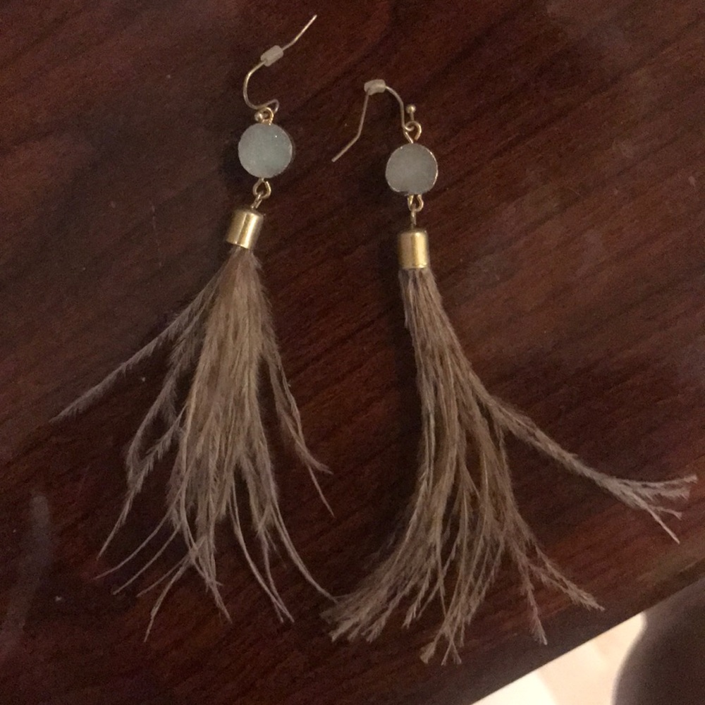 Feather iridescent earring